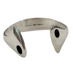 Vintage HANS HANSEN 925S Danish Silver Cuff Black Enameled Bracelet